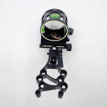 Imagem de Mira de arco composto - Mira de arco de 5 agulhas 019 Agulha de fibra óptica. Nível de bolha. com lâmpada de reostato e design de montagem reversível