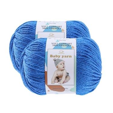 Imagem de Fio de malha para bebês – lã merino 10%, algodão 40%, nylon, 50% novelo de fio macio misturado adequado para tricô de crochê, cobertores de bebê e roupas (aproximadamente 50 g/160 jardas) [conjunto de