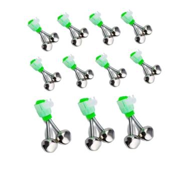 Imagem de Tangseajiao Alarme de mordida de peixe com sinos duplos prateados, 15 peças, portátil, reutilizável para indicadores noturnos, 4 cm, verde galvanizado