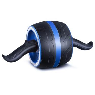 Imagem de Dalekana Rolo de roda abdominal com mola de resistência, 36 cm de largura, rolo de treinamento de força com rebote automático, rodas para exercícios físicos com joelheira, azul