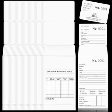 Imagem de Envelopes de reparo de joias 3 partes, 100 peças, 8 x 28 cm, 100 g, papel branco duro, envelope de trabalho com número de série e linhas de rasgo, envelopes de venda automática de joias (100)