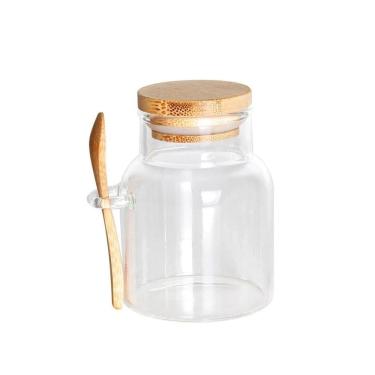 Imagem de Porta Mantimentos De Vidro Com Tampa E Colher - Bambu 250Ml