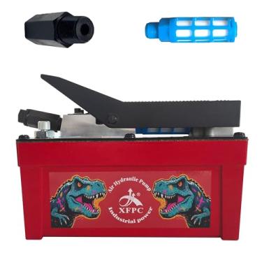 Imagem de Bomba hidráulica de ar 0,45 Gal 10.000 PSI Reservatório NPT 3/20.3 cm Saída de óleo, NPT 1/10.2 cm de entrada, bomba de pé hidráulica de ar feita de alumínio, vermelho