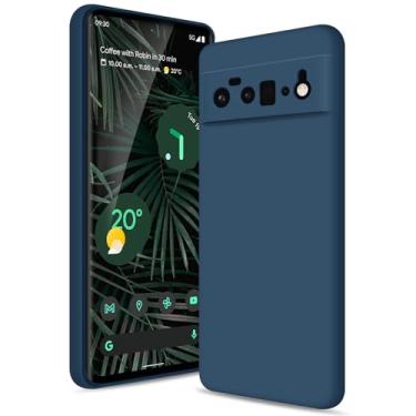 Imagem de Btstring Capa para Google Pixel 6 Pro, capa de silicone de alta qualidade, capa de telefone de corpo inteiro com toque sedoso e macio, forro de microfibra macio resistente a arranhões (azul)