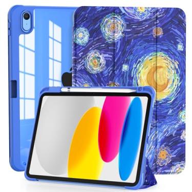 Imagem de OKP Capa para iPad (A16) 11 polegadas 11ª geração 2025, para 10,9 polegadas I Pad 10ª geração 2022, capa fina e leve para iPad 11/10 ª geração com suporte de três dobras, capa traseira de