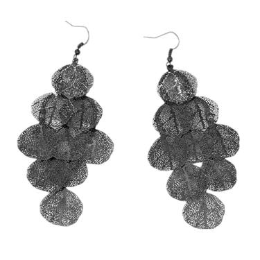 Imagem de Brincos femininos com pingente de folha de filigrana boêmia, boêmio, feitos à mão, delicados e leves, Zinco, Sem pedra preciosa