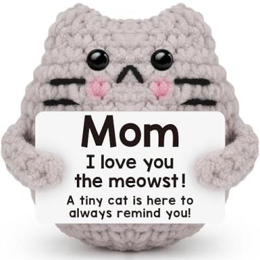 Imagem de tGifGLonyi Presentes De Aniversário Para O Dia Das Mães Mãe, Avó, Madrinha, Gato Positivo, Tia Crochê, Apoio Emocional Pequeno