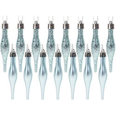 Imagem de Christmas Concepts 8,5 cm, 85 mm (3,4") Pacote de bolas com gotas de glitter fosco - Bolas de Natal (azul gelo)