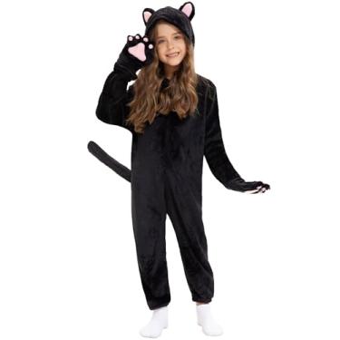 Imagem de Cat Costume For Kids Cat Noir Costume Girls Onesie Black Cat Costume Child Halloween Cosplay Outfits (Black Cat, Small)