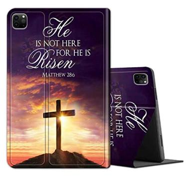 Imagem de Capa para iPad Pro 12,9 6ª/5ª/4ª/3ª geração 2022/2021/2020/2018, TPU leve à prova de choque com capa hibernar/despertar automática para iPad Pro de 12,9 polegadas, Jesus Bible Cross Christian