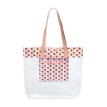 Imagem de Bolsa de Praia Transparente Grande com Zíper, Sacola de Piscina Transparente com Bolso Interno, à Prova de Areia, Viagem, Férias, Moda Verão, PVC - Rosê Assencio