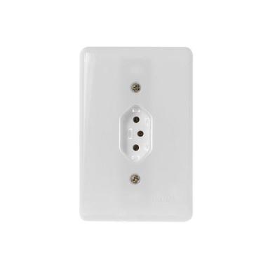 Imagem de Tomada Fixa de Embutir Bipolar 2P + T 20A 250V Ilumi, Branco