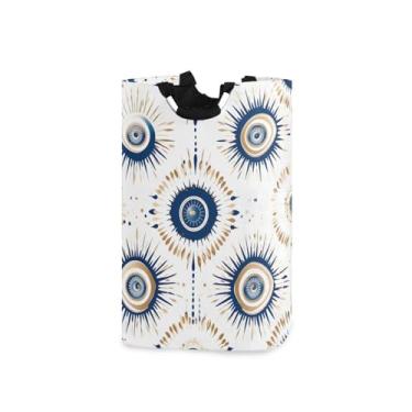 Imagem de ATTX Cesto de roupa suja olho turco com alças acolchoadas – cesto de roupas dobrável à prova d'água para banheiro, quarto, dormitório, cesta organizadora de lavanderia resistente (481)