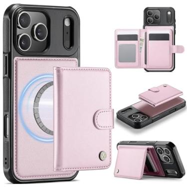 Imagem de SFDSUH Capa Carteira 2 em 1 Removível em Couro com Óculos Magnéticos e Suporte Integrado para iPhone 16e (Rosa)