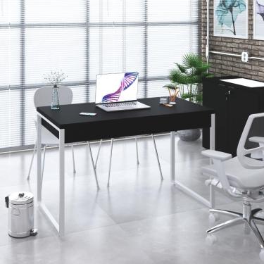 Imagem de Mesa Office 120x60x75cm C/02 Gavetas Kuadra Preto ônix - Est.branca