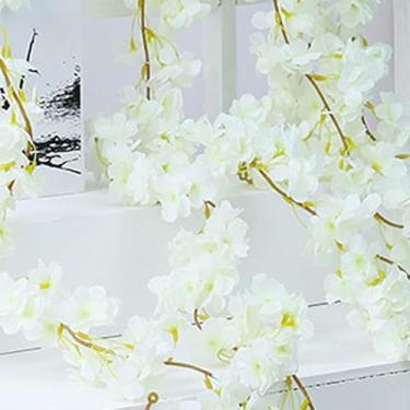 Imagem de Generic Videira Artificial Flor de Cereja Flor Guirlanda Decoração de Casa, Lindo Pano de Seda e Videira de Cereja de Plástico para Festa de Casamento Em Loja de Escritório (Branco)