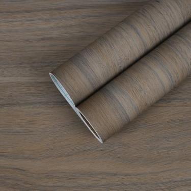 Imagem de CHIHUT Papel de parede rústico de madeira marrom de 30,5 x 254 cm, papel de parede autoadesivo, removível, espesso, impermeável, texturizado, papel de parede de vinil de madeira para bancadas