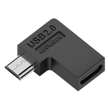 Imagem de Adaptador USB para USB C, conector de conversão de transferência de dados USB para tipo C de 90 graus para navegação de smartphone e carro (L)