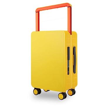 Imagem de Mala, carrinho de 61 cm de grande capacidade, silencioso, universal com moldura de alumínio, barra telescópica, caixa de senha, multifuncional (amarelo-61 cm