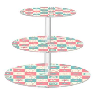 Imagem de CEBUGI Suporte de cupcake de 3 camadas, fundo abstrato, redondo, suporte de bolo, torre, bandeja de servir em camadas de acrílico para chá, chá de bebê, casamento e mais
