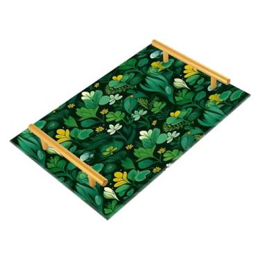 Imagem de Wassud Bandeja de banheiro Green Grass Bandejas de acrílico para perfume, alça de maquiagem, cômoda, quarto, cozinha, mesa, 30 x 20 cm
