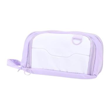 Imagem de Hyuduo Saco de Caneta de Grande Capacidade, Tecido Roxo de Pvc, Organizador de Papelaria Com 3 Compartimentos para Escola, Faculdade, Viagem, Arte, Suprimentos, Armazenamento
