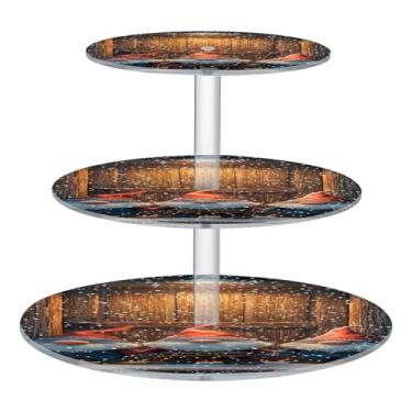 Imagem de CEBUGI Suporte de cupcake de 3 camadas, suporte redondo para bolo, torre, bandeja de servir em camadas de acrílico para chá, chá de bebê, casamento e mais