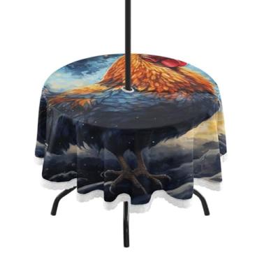 Imagem de CEBUGI Toalha de mesa redonda para ambientes externos, céu estrelado, impermeável, com furo Umberlla, capa de mesa lavável para pátio, cozinha, sala de jantar, 152 cm