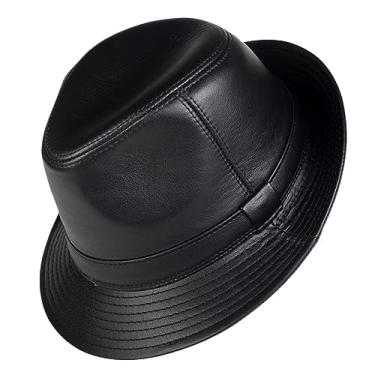 Imagem de uhyOHF Chapéus trilby masculinos femininos jazz chapéu de couro, impermeável (preto B-G