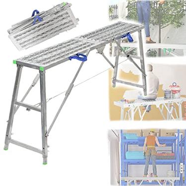 Imagem de Plataforma de andaime dobrável portátil para banco de trabalho, escada com altura ajustável, plataforma de trabalho multiuso para lavar veículos, limpar janelas, trabalho de manutenção, 200 cm