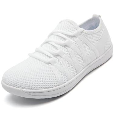 Imagem de YITUHIO Tênis feminino minimalista, moderno, leve, bico largo, sola zero, tênis, caminhada, corrida, wokout, caminhada, Branco, 37