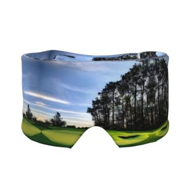 Imagem de Máscara para dormir com estampa de campo de golfe e árvore para olhos e orelhas, respirável, ajustável, blecaute, venda, confortável