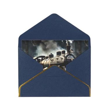 Imagem de Cartões comemorativos impressos com locomotiva a vapor para todas as ocasiões, convites de festa de aniversário de casamento, 12,7 x 15,2 cm
