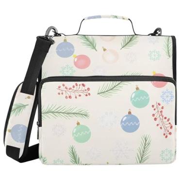 Imagem de Burbuja Pasta de fichário com zíper com tema de Natal com 3 anéis com lixa expansível e alça de ombro serve para laptop de 13 polegadas, vários bolsos para trabalho de escritório