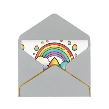 Imagem de SKKNT Rainbow Clouds Raindrop 1 cartões de felicitações para todas as ocasiões, convites de festa de aniversário de casamento, 12,7 x 15,2 cm