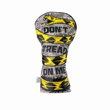 Imagem de Pins & Aces Golf Co. Don't Tread On Me Capa de cabeça premium para fairway - couro de qualidade, capa de cabeça de madeira de golfe feita à mão - personalize seu saco de golfe - Design clássico patriótico inspirado em turnê