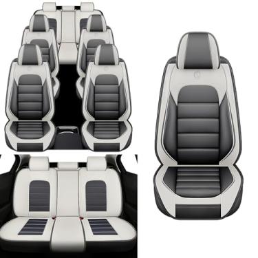Imagem de Capas de assento de carro adequadas para Cadillac Escalade 2000-2025 | Capa de assento de carro para 7 assentos | Capas de assento automotivas de couro sintético respirável à prova d'água