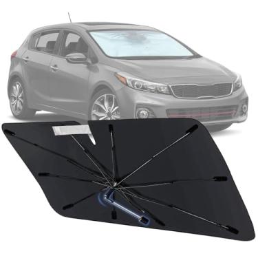 Imagem de Guarda-sol de para-brisa para Kia Forte 2014-2018, para-sol dobrável para janelas dianteiras com eixo rotativo de 360°, protetor de viseira de sol Forester de ajuste personalizado para bloqueio de UV