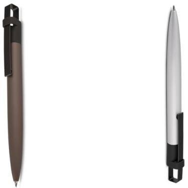 Imagem de Caneta Esferográfica de Metal Azul, Ponta Touch, Corpo Emborrachado, Ponta Média 1.0mm, Ambidestro, Cilíndrico, Moderno, 25g (Kit 2 Cinza)