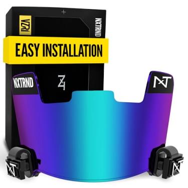 Imagem de Viseira colorida de futebol americano Nxtrnd VZR1 – Viseira profissional de capacete de futebol, escudo para capacetes de futebol juvenil e capacetes de futebol adulto, inclui clipes de viseira, pacote de decalque e pano de limpeza (azul)