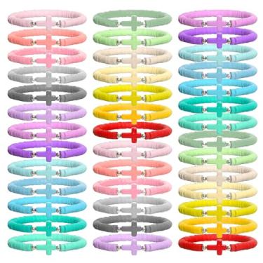 Imagem de Shcsdr 40 pulseiras femininas Jesus Loves You, pulseiras elásticas empilháveis para amizade cristã, versículo bíblico, joias religiosas para mulheres, presentes de Natal, 6.77 Inch, Vinil, Sem Pedra