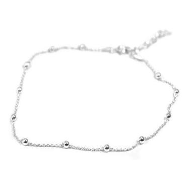 Imagem de Tornozeleira Prata Legitima 925 Elo Com Bolinhas