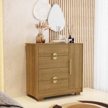 Imagem de Cômoda Sapateira Ilha Bela 4 Gavetas 1 Porta Nature - Vila Rica