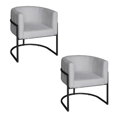 Imagem de Poltrona Base Industrial Preto Kit 2 Lety Veludo S05 - D'rossi Cor Prata