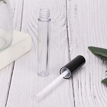 Imagem de Yinhing Garrafas Recarregáveis ​​de Brilho Labial, Tubos Vazios de Bálsamo Labial, Recipientes de Maquiagem Diy, Transparente à Prova de Vazamento, 10 Peças de (Nova tampa preta (garrafa transparente))