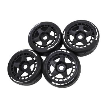 Imagem de Alomejor 4pcs 17mm RC Rally Car Pneus de Roda Plástica Acidentada para o Modelo de 1/8 RC, Adequado para Aventuras na Estrada e Fora da Estrada (Preto)