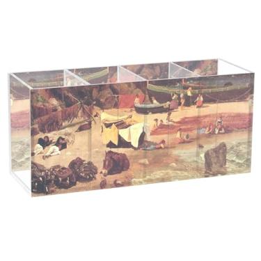 Imagem de TSENQUE Porta-lápis de mesa Capri Albert Bierstadt para barcos de pesca, fofo, decoração de casa, marcador artístico, suporte de acrílico para copos