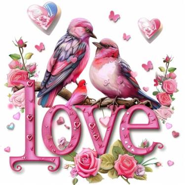 Imagem de Conjunto de 1 capa de almofada decorativa de pássaro, capa de almofada quadrada para sofá de dia dos namorados, capa de almofada de casa de fazenda ao ar livre para sofá, sala de estar, quarto