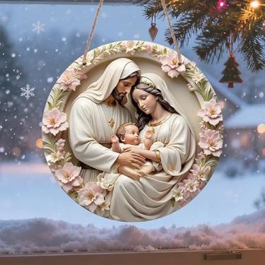 Imagem de 2D, 1 peça de pôsteres e impressões de parede de alumínio redondos de Natal, presente divertido para amigos, casa, sala de estar, decoração de festa, suprimentos de decoração de arte (cinza e branco)