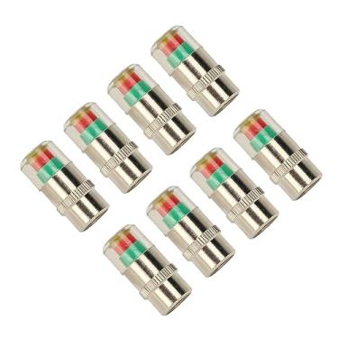 Imagem de ZJchao Tampas do Monitor de Pressão Dos Pneus de Carro, Durável, Cromado, Material de Metal, de Alerta Visual para Carros, Motocicletas, 35 Psi, 2.4 Bar, 8 Peças